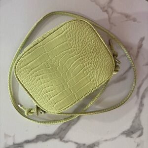 Stradivarius Light Green Croc-Texture Crossbody Bag